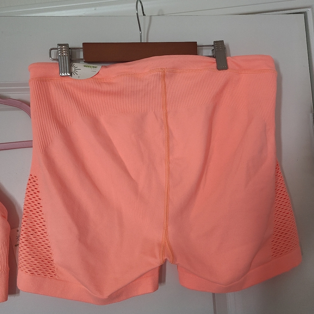 NWT orange aerie sports bra and athletic shorts set - Picture 7 of 8